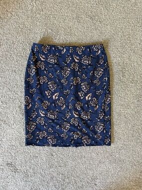 Banana Republic Navy Floral Pencil Skirt